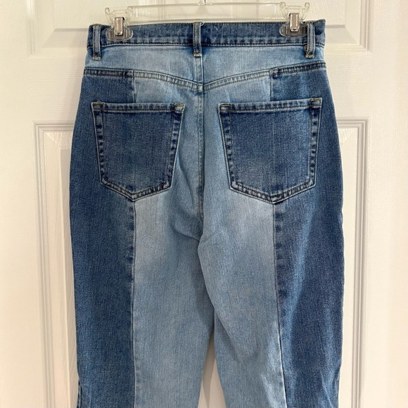 PacSun Women High Rise Straight Leg Jean Denim Sz 26 Two Tone Button Fly Raw Hem - Picture 6 of 12